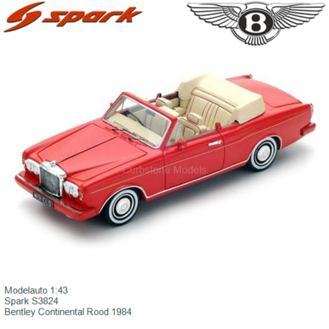 Modelauto 1:43 | Spark S3824 | Bentley Continental Rood 1984