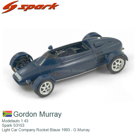 Modelauto 1:43 | Spark S3153 | Light Car Company Rocket Blauw 1993 - G.Murray