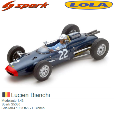 Modelauto 1:43 | Spark S5330 | Lola MK4 1963 #22 - L.Bianchi