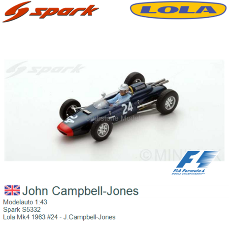 Modelauto 1:43 | Spark S5332 | Lola Mk4 1963 #24 - J.Campbell-Jones