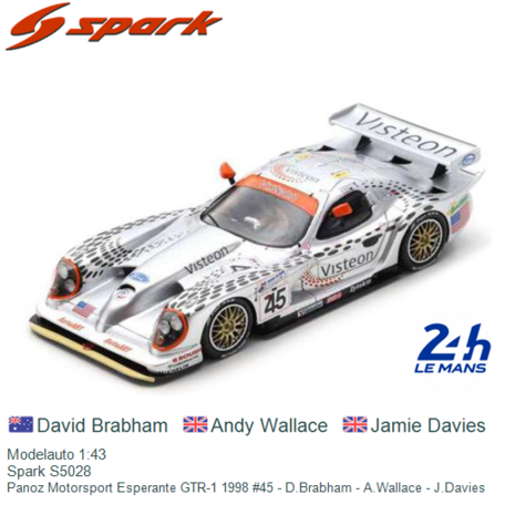 Modelauto 1:43 | Spark S5028 | Panoz Motorsport Esperante GTR-1 1998 #45 - D.Brabham - A.Wallace - J.Davies