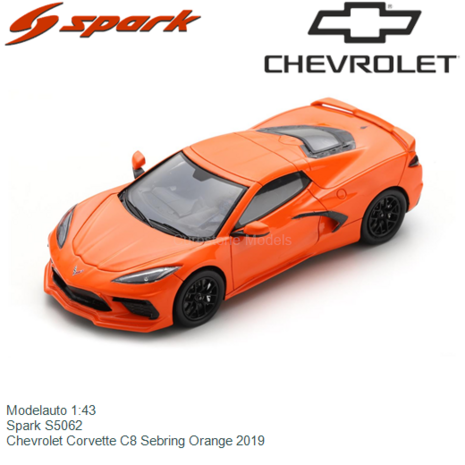 Modelauto 1:43 | Spark S5062 | Chevrolet Corvette C8 Sebring Orange 2019