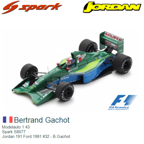 Modelauto 1:43 | Spark S8077 | Jordan 191 Ford 1991 #32 - B.Gachot