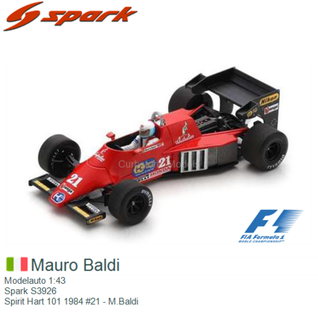 Modelauto 1:43 | Spark S3926 | Spirit Hart 101 1984 #21 - M.Baldi