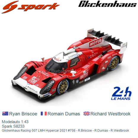 Modelauto 1:43 | Spark S8233 | Glickenhaus Racing 007 LMH Hypercar 2021 #708 - R.Briscoe - R.Dumas - R.Westbrook