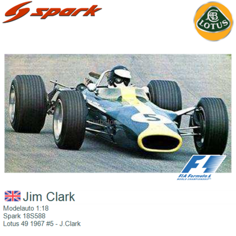 Modelauto 1:18 | Spark 18S588 | Lotus 49 1967 #5 - J.Clark