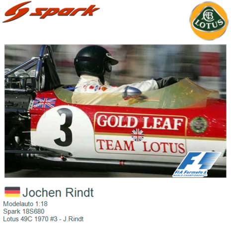 Modelauto 1:18 | Spark 18S680 | Lotus 49C 1970 #3 - J.Rindt