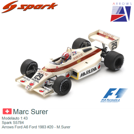 Modelauto 1:43 | Spark S5784 | Arrows Ford A6 Ford 1983 #20 - M.Surer