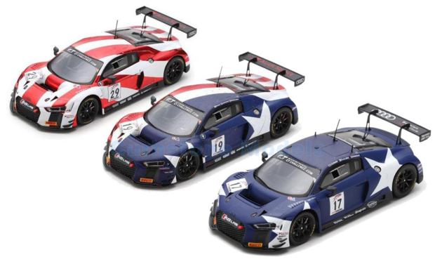 Modelauto 1:43 | Spark USMON | Audi Sport Team WRT R8 LMS GT3 2018 #3-Car Set - R.Frijns - D.Vanthoor - J.Winkelhock - C.Mies -