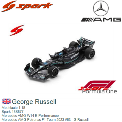 Modelauto 1:18 | Spark 18S877 | Mercedes AMG W14 E-Performance | Mercedes-AMG Petronas F1 Team 2023 #63 - G.Russell