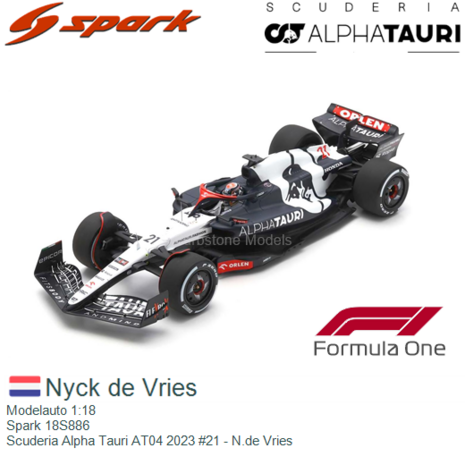 Modelauto 1:18 | Spark 18S886 | Scuderia Alpha Tauri AT04 2023 #21 - N.de Vries