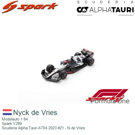 Modelauto 1:64 | Spark Y289 | Scuderia Alpha Tauri AT04 2023 #21 - N.de Vries