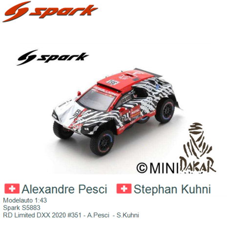 Modelauto 1:43 | Spark S5883 | RD Limited DXX 2020 #351 - A.Pesci  - S.Kuhni 