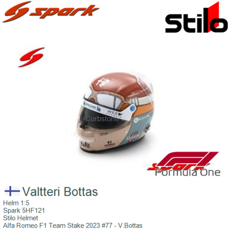 Helm 1:5 | Spark 5HF121 | Stilo Helmet | Alfa Romeo F1 Team Stake 2023 #77 - V.Bottas