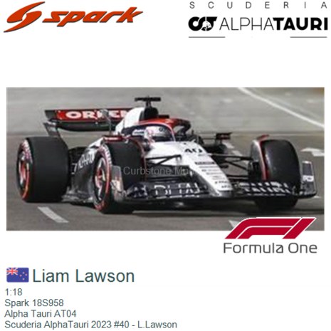 1:18 | Spark 18S958 | Alpha Tauri AT04 | Scuderia AlphaTauri 2023 #40 - L.Lawson