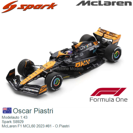 Modelauto 1:43 | Spark S8929 | McLaren F1 MCL60 2023 #81 - O.Piastri