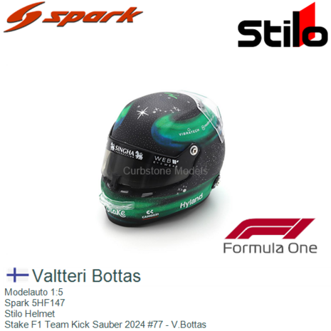 Modelauto 1:5 | Spark 5HF147 | Stilo Helmet | Stake F1 Team Kick Sauber 2024 #77 - V.Bottas