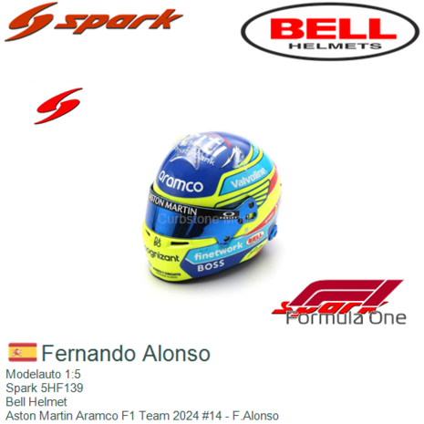 Modelauto 1:5 | Spark 5HF139 | Bell Helmet | Aston Martin Aramco F1 Team 2024 #14 - F.Alonso