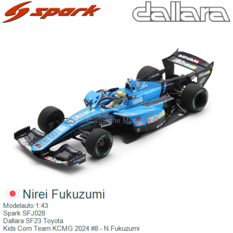 Modelauto 1:43 | Spark SFJ028 | Dallara SF23 Toyota | Kids Com Team KCMG 2024 #8 - N.Fukuzumi 