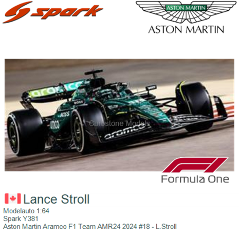 Modelauto 1:64 | Spark Y381 | Aston Martin Aramco F1 Team AMR24 2024 #18 - L.Stroll