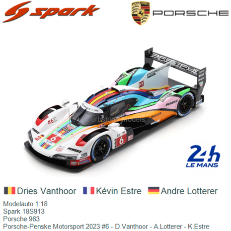 Modelauto 1:18 | Spark 18S913 | Porsche 963 | Porsche-Penske Motorsport 2023 #6 - D.Vanthoor - A.Lotterer - K.Estre