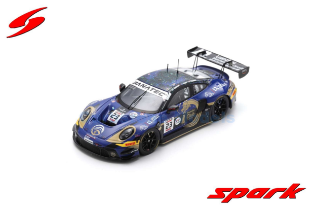 Modelauto 1:43 | Spark SB801 | Porsche 911 GT3 R | Phantom Global Racing 2024 #23 - T.Preining - J.Evans - J.Eriksson