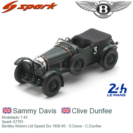 Modelauto 1:43 | Spark S7781 | Bentley Motors Ltd Speed Six 1930 #3 - S.Davis - C.Dunfee 