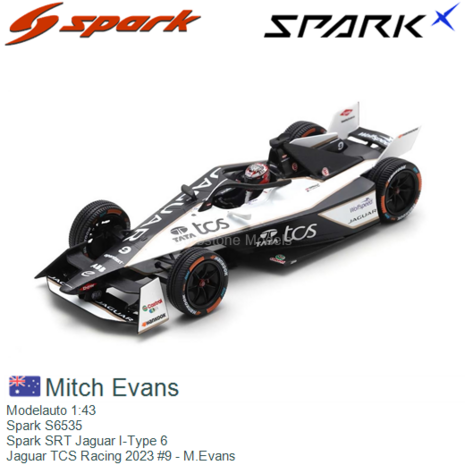 Modelauto 1:43 | Spark S6535 | Spark SRT Jaguar I-Type 6 | Jaguar TCS Racing 2023 #9 - M.Evans