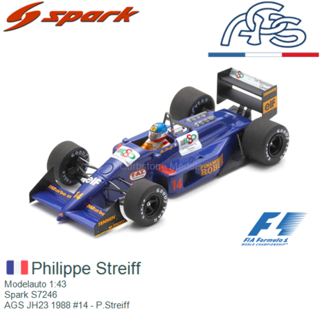 Modelauto 1:43 | Spark S7246 | AGS JH23 1988 #14 - P.Streiff