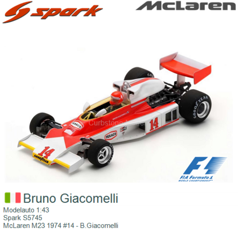 Modelauto 1:43 | Spark S5745 | McLaren M23 1974 #14 - B.Giacomelli