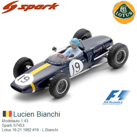 Modelauto 1:43 | Spark S7453 | Lotus 18-21 1962 #19 - L.Bianchi