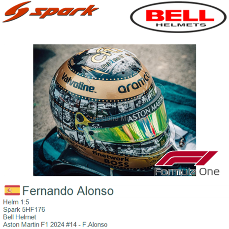 Helm 1:5 | Spark 5HF176 | Bell Helmet | Aston Martin F1 2024 #14 - F.Alonso