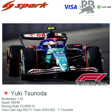 Modelauto 1:43 | Spark S9548 | Racing Bulls VCARB 01 | Visa Cash App RB F1 Team 2024 #22 - Y.Tsunoda