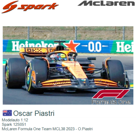 Modelauto 1:12 | Spark 12S051 | McLaren Formula One Team MCL38 2023 - O.Piastri