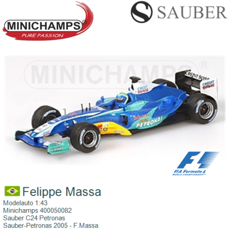 Modelauto 1:43 | Minichamps 400050082 | Sauber C24 Petronas | Sauber-Petronas 2005 - F.Massa