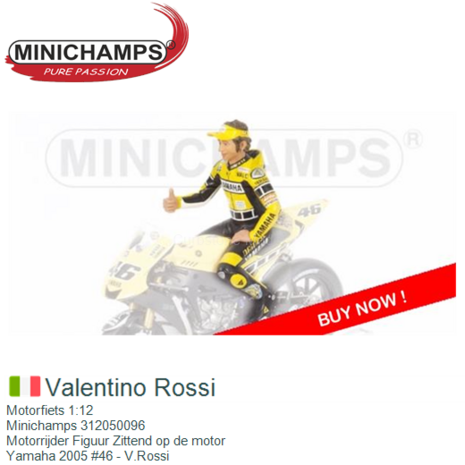 Motorfiets 1:12 | Minichamps 312050096 | Motorrijder Figuur Zittend op de motor | Yamaha 2005 #46 - V.Rossi