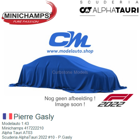 Modelauto 1:43 | Minichamps 417222210 | Alpha Tauri AT03 | Scuderia AlphaTauri 2022 #10 - P.Gasly