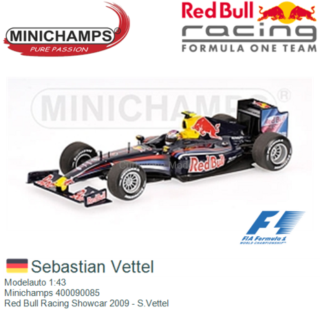 Modelauto 1:43 | Minichamps 400090085 | Red Bull Racing Showcar 2009 - S.Vettel