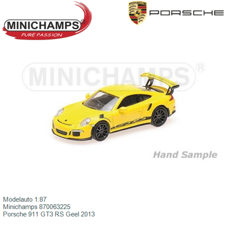 Modelauto 1:87 | Minichamps 870063225 | Porsche 911 GT3 RS Geel 2013