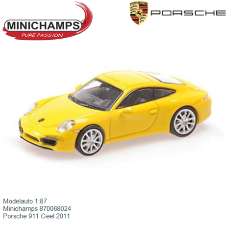 Modelauto 1:87 | Minichamps 870068024 | Porsche 911 Geel 2011