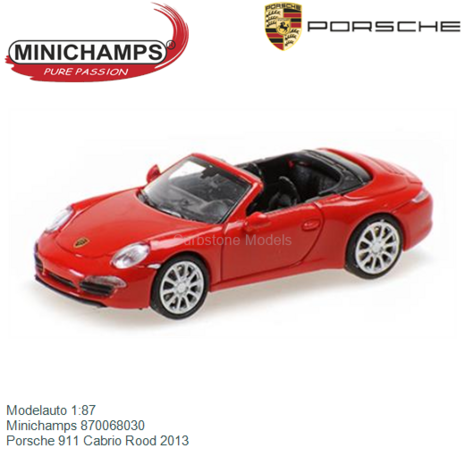 Modelauto 1:87 | Minichamps 870068030 | Porsche 911 Cabrio Rood 2013