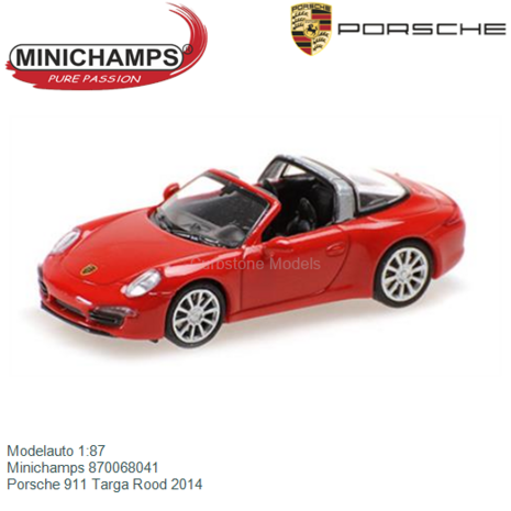 Modelauto 1:87 | Minichamps 870068041 | Porsche 911 Targa Rood 2014