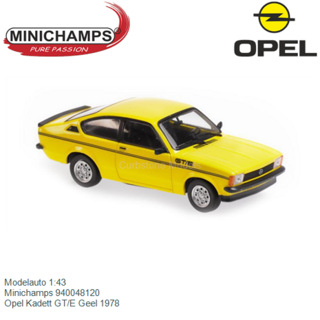 Modelauto 1:43 | Minichamps 940048120 | Opel Kadett GT/E Geel 1978