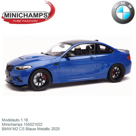 Modelauto 1:18 | Minichamps 155021022 | BMW M2 CS Blauw Metallic 2020