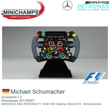 Accessoire 1:2 | Minichamps 251120007 | MERCEDES AMG PETRONAS F1 TEAM W03 Steering Wheel 2012 - M.Schumacher