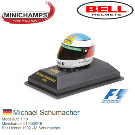 Modelauto 1:10 | Minichamps 510389219 | Bell Helmet 1992 - M.Schumacher