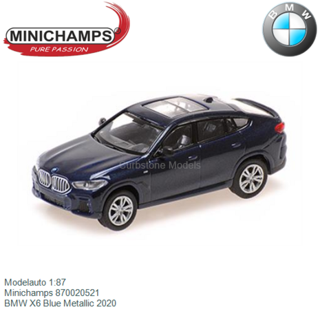 Modelauto 1:87 | Minichamps 870020521 | BMW X6 Blue Metallic 2020