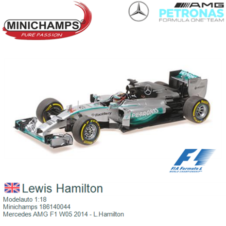 Modelauto 1:18 | Minichamps 186140044 | Mercedes AMG F1 W05 2014 - L.Hamilton