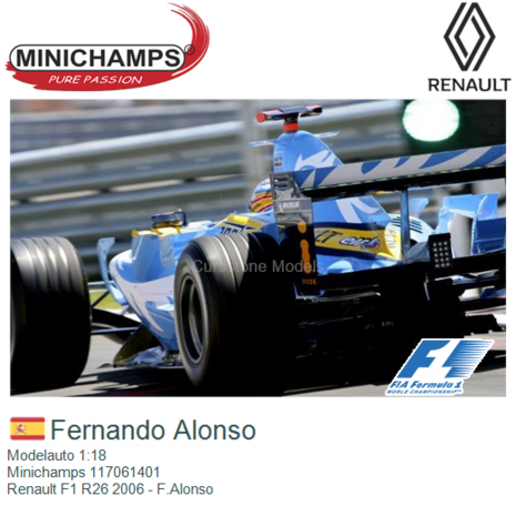 Modelauto 1:18 | Minichamps 117061401 | Renault F1 R26 2006 - F.Alonso