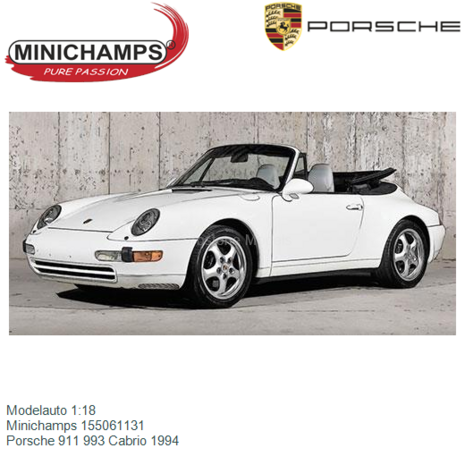 Modelauto 1:18 | Minichamps 155061131 | Porsche 911 993 Cabrio 1994